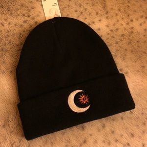 Star and moon ribbed beanie
